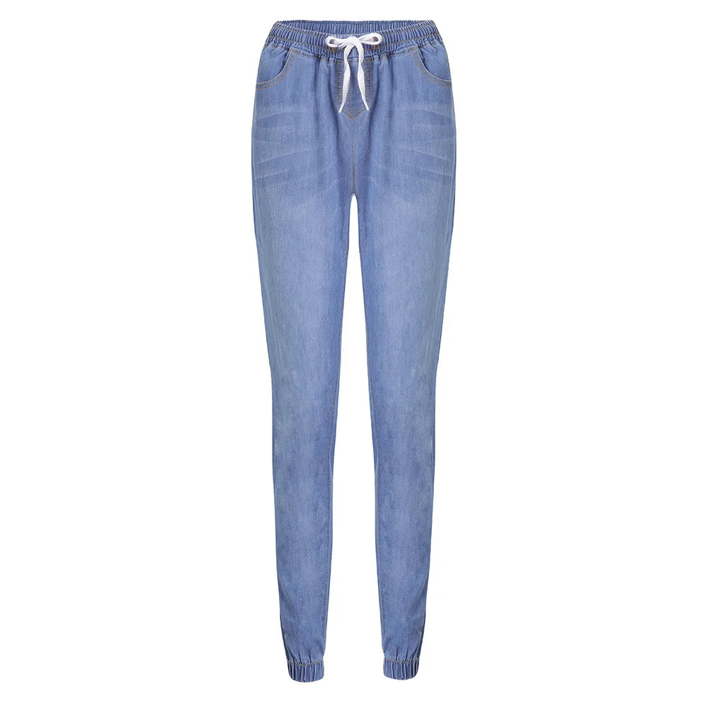Elastic Waist Slim Fit Pegged Tapered Pants For Women