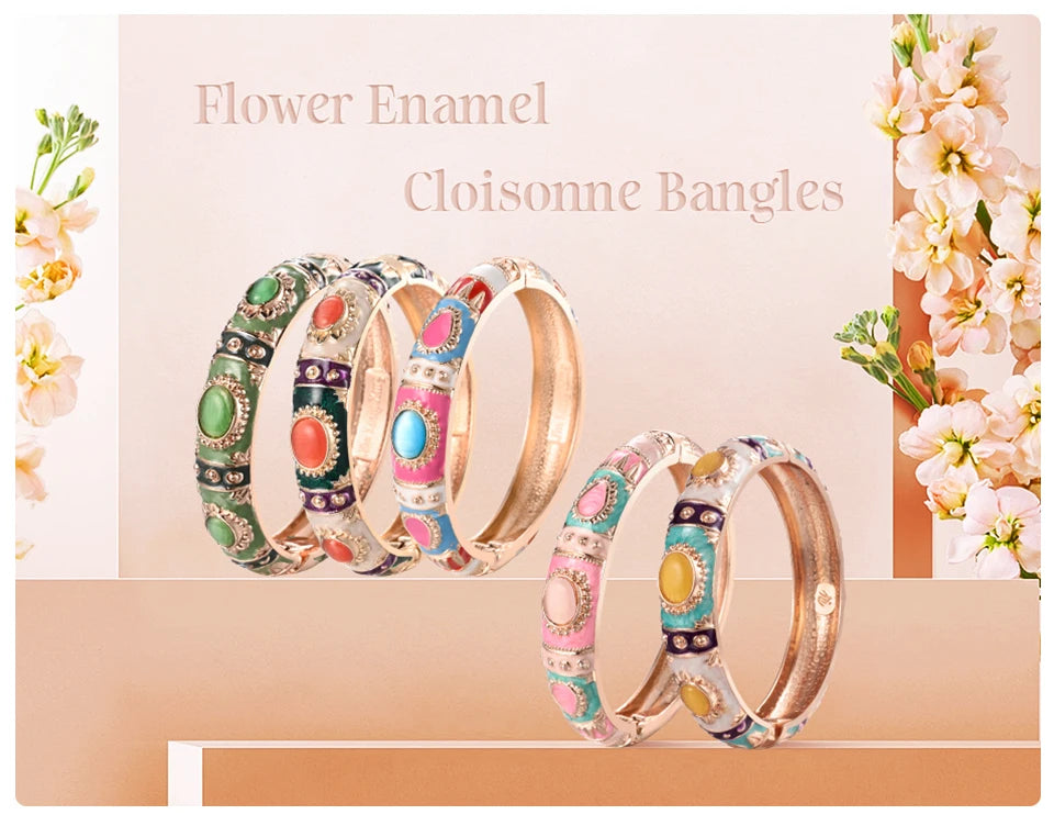 Colorful Enamel Bohemian Bangle Bracelet for Women