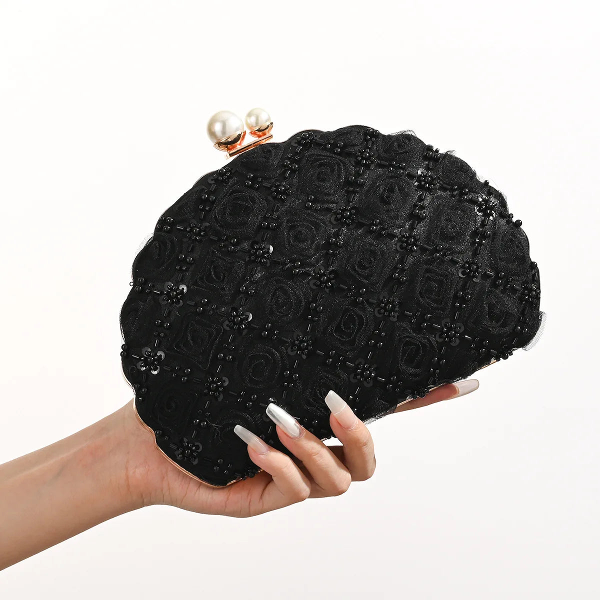 Floral Rose Hard Shell Evening Clutch Bag for Women