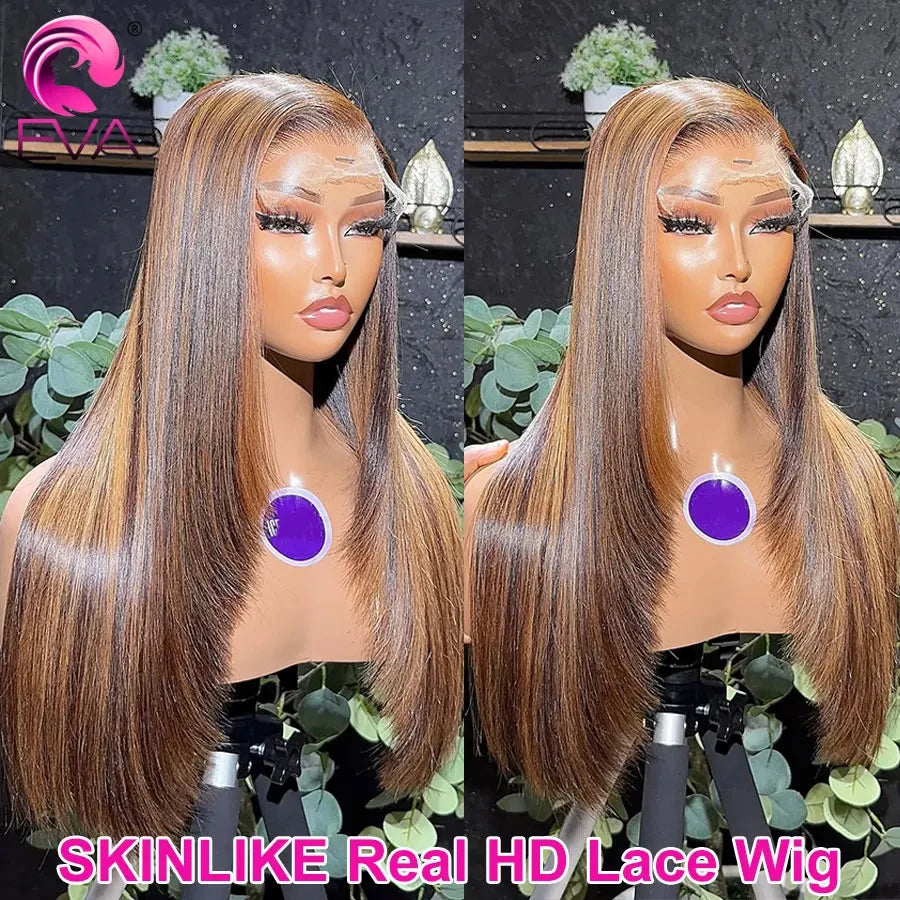 Eva Layered Cut Highlight Wig Human Hair 13x6 HD Lace Frontal Wig Straight Glueless 5x5 6x6 7x7 HD Lace Closure Wigs Pre Plucked