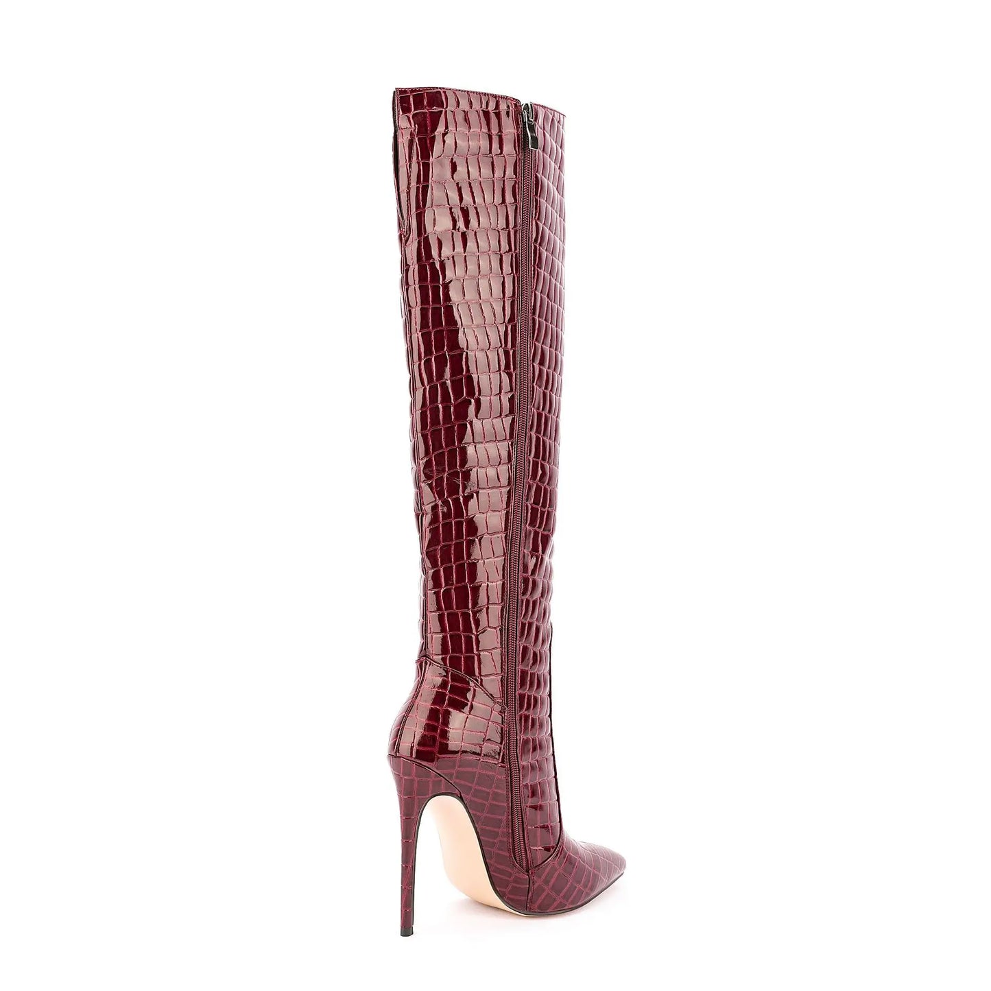 Wine Red Knee High Boots