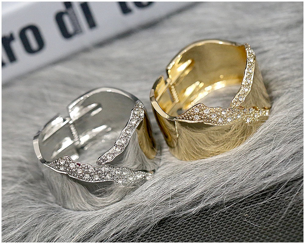 Minimalist Irregular Rhinestone Cuff Bracelet for Women