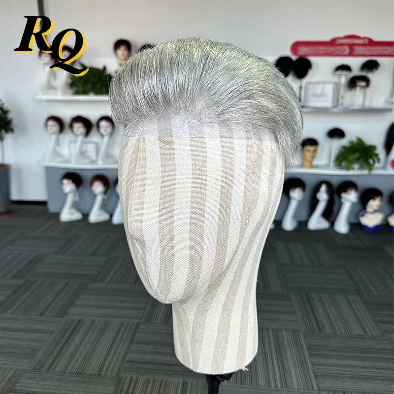 Pre Styled Thin Skin Human Hair Replacement System For Men