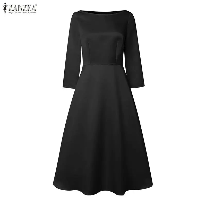 Satin Boatneck Midi Dress