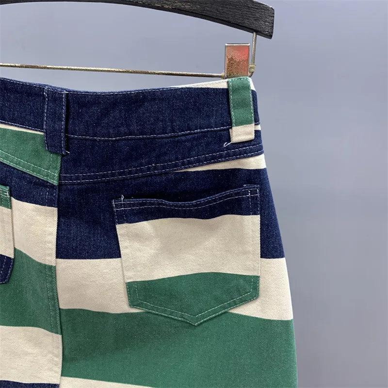 Floral Print High Waisted Denim Mini Skirt for Women