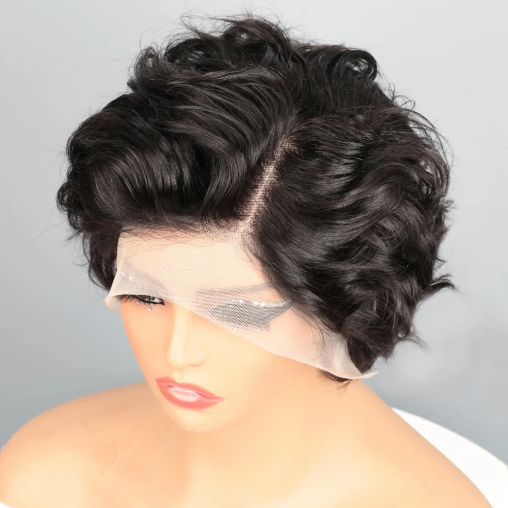 Short Curly Lace Frontal Human Hair Wig for Black Women