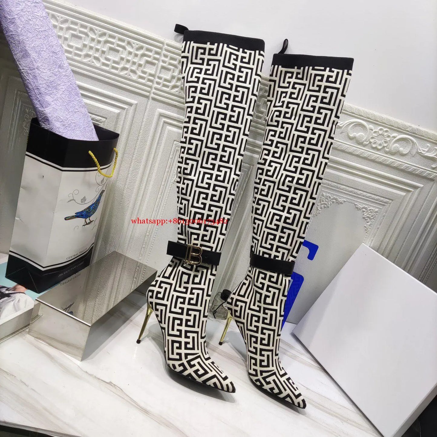 Over The Knee Stretch Pointed Toe With Buckle Sock Boots For Women