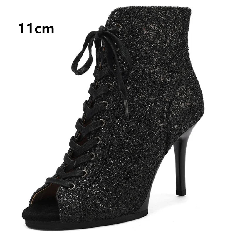 Peep Toe High Heel Zipper Ankle Boots