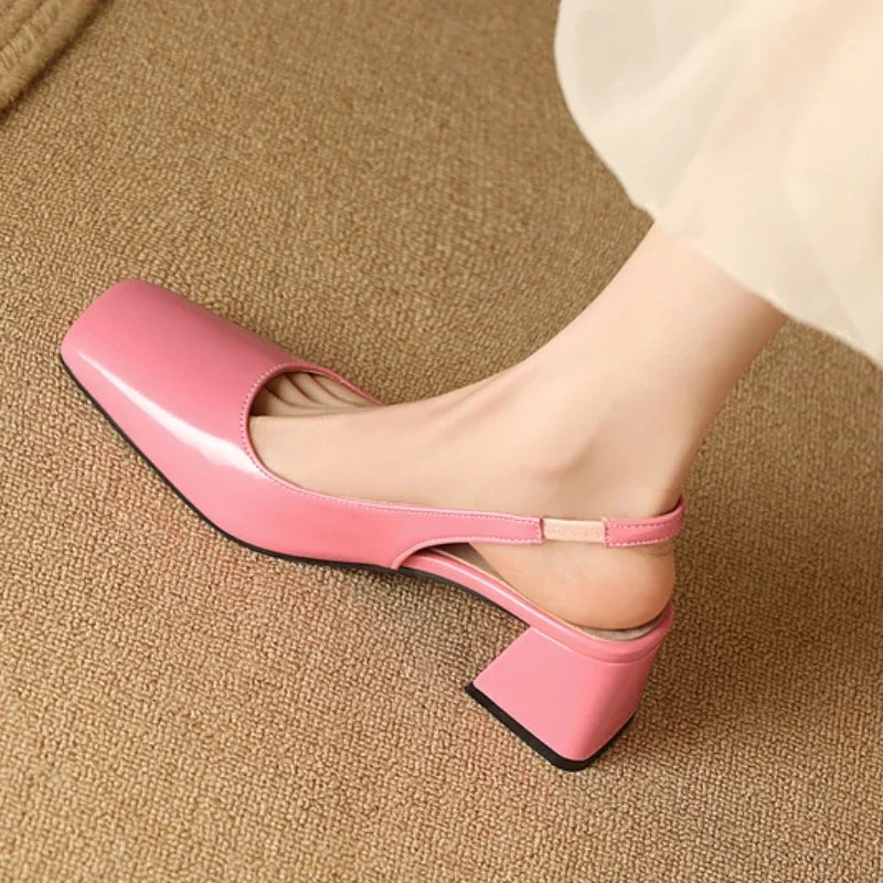 Elegant Bright Green Patent Leather Slingback Pumps for Women