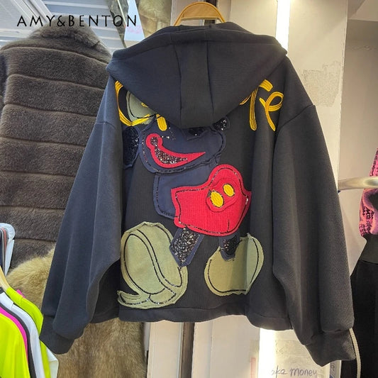 Cartoon Patch Hooded Sweatshirt