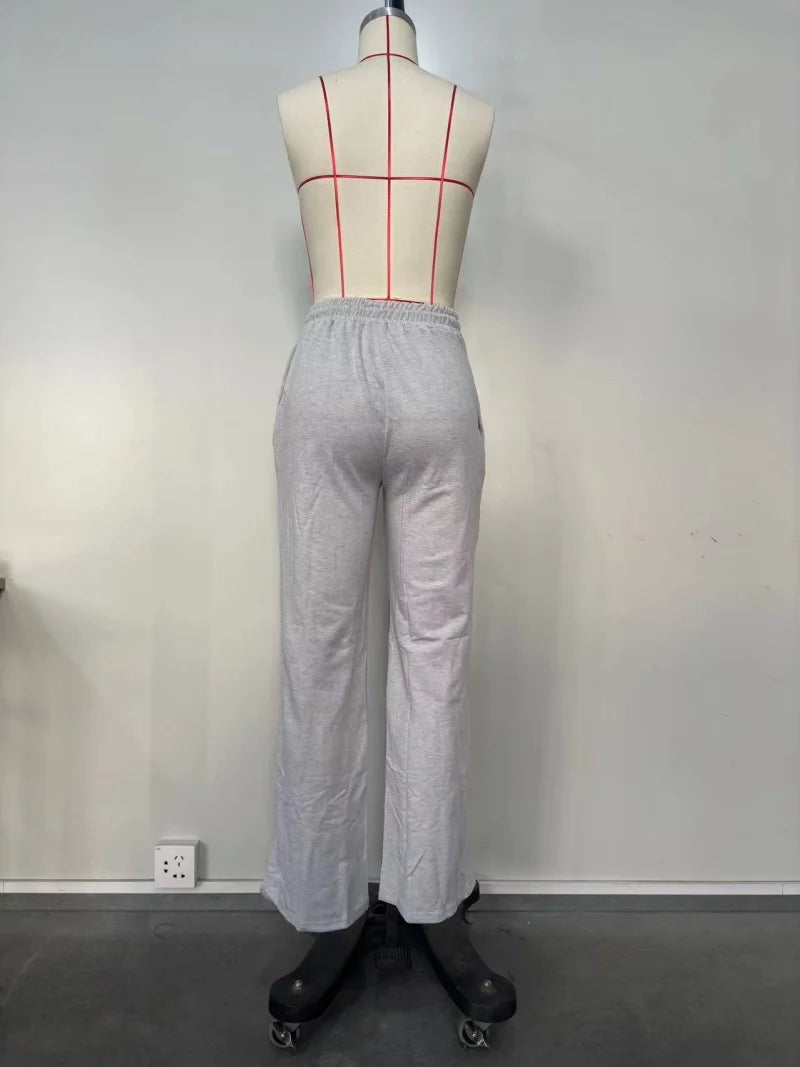 Striped Ribbon Straight Leg Jogger Pants for Women