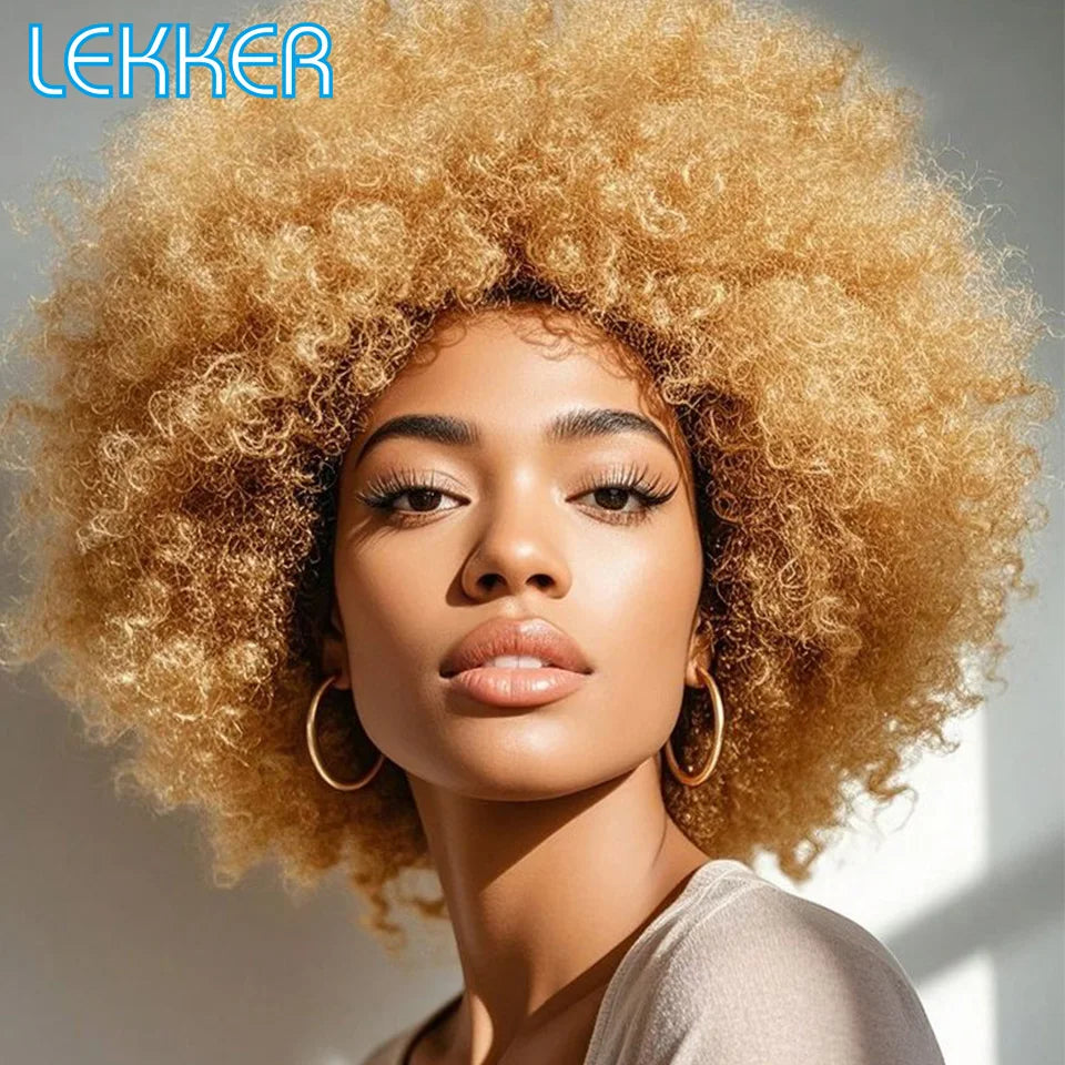 Natural Short Curly Remy Human Hair Bob Wig for Women