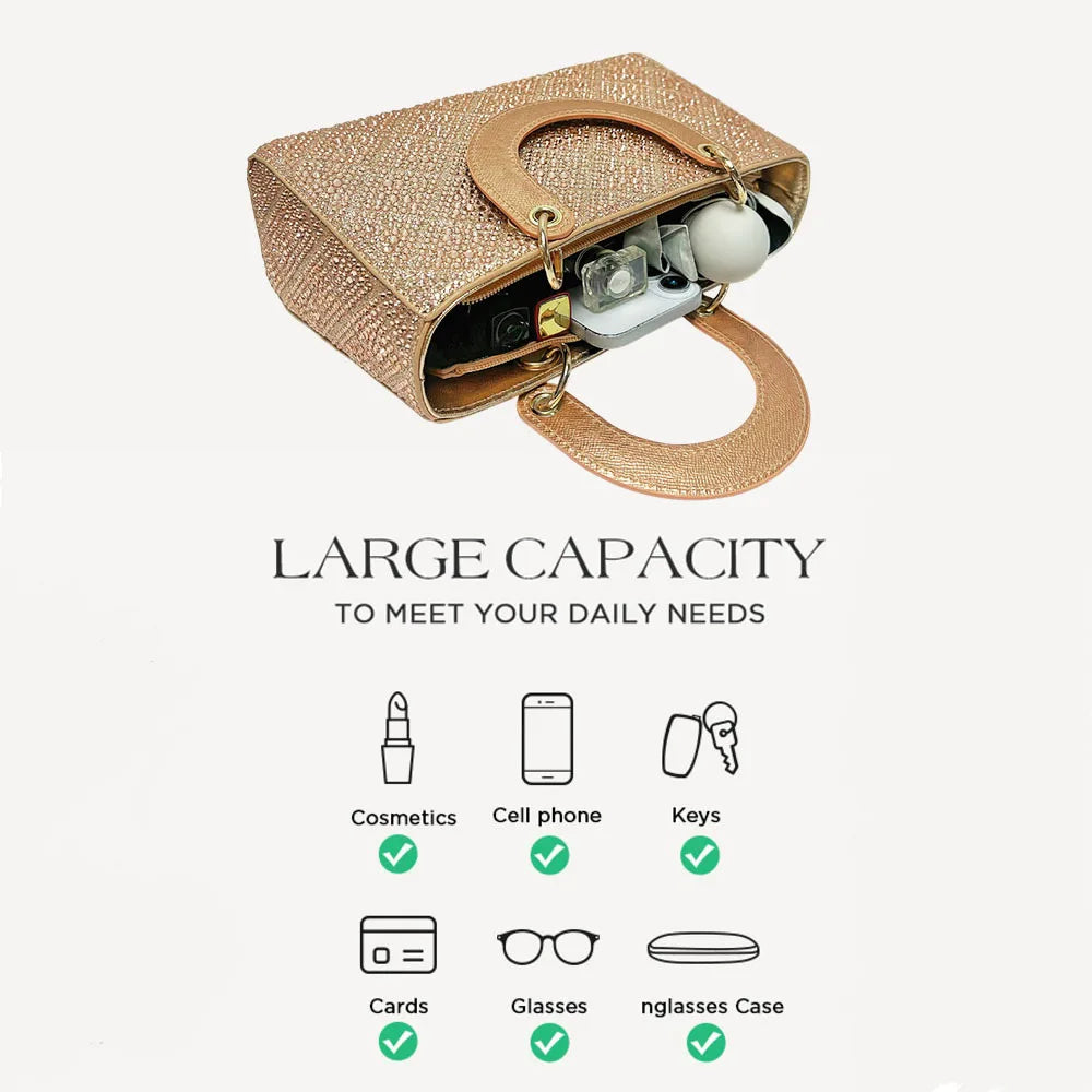Rhinestone Party Handbag With Messenger Strap for Women