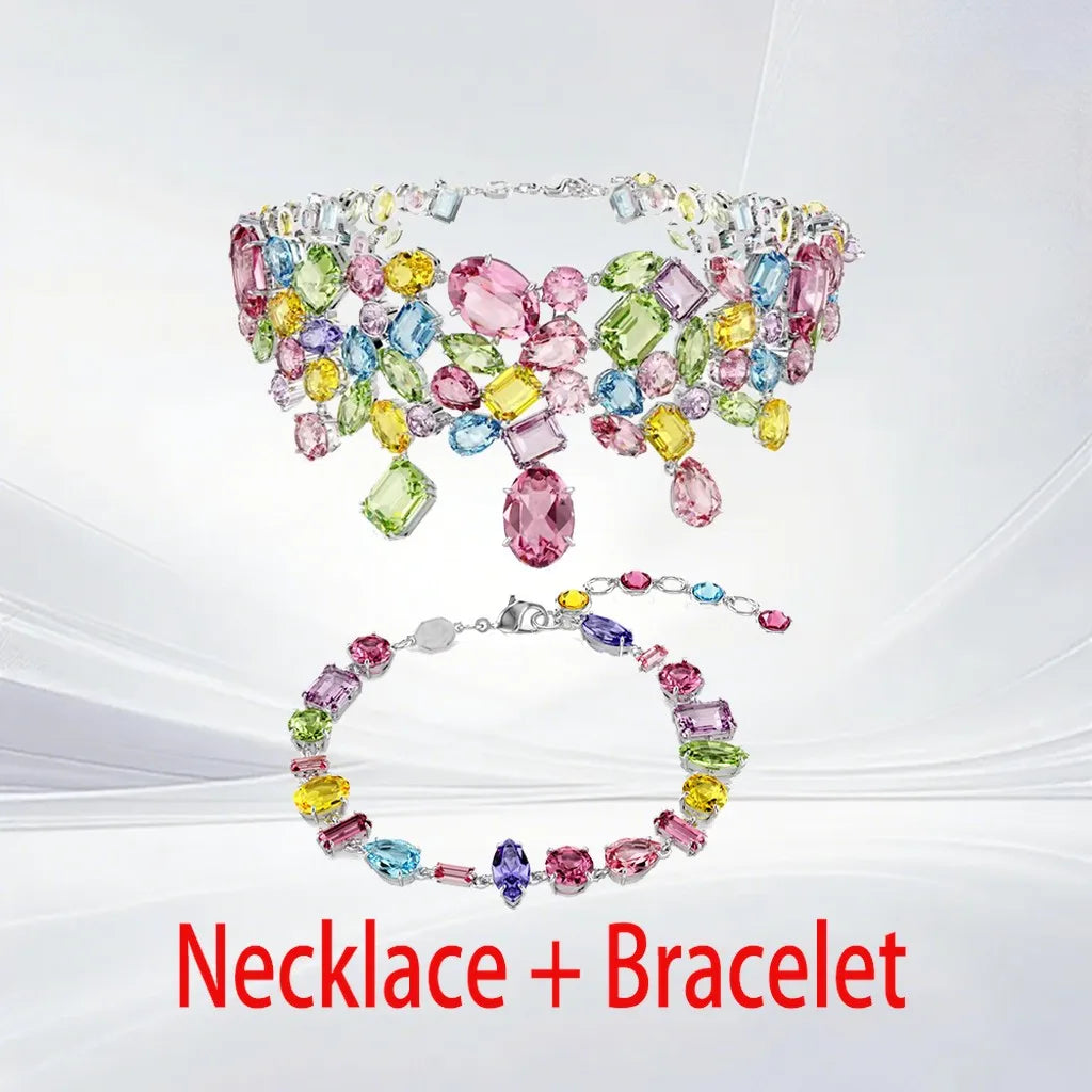 Gold Plated Mixed Cut Crystal Jewelry Set for Women