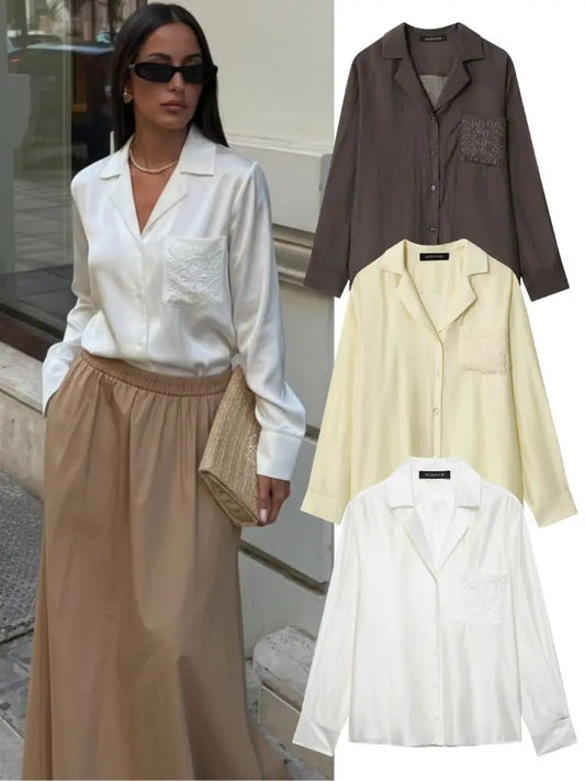 Casual Embroidered Pocket Shirt