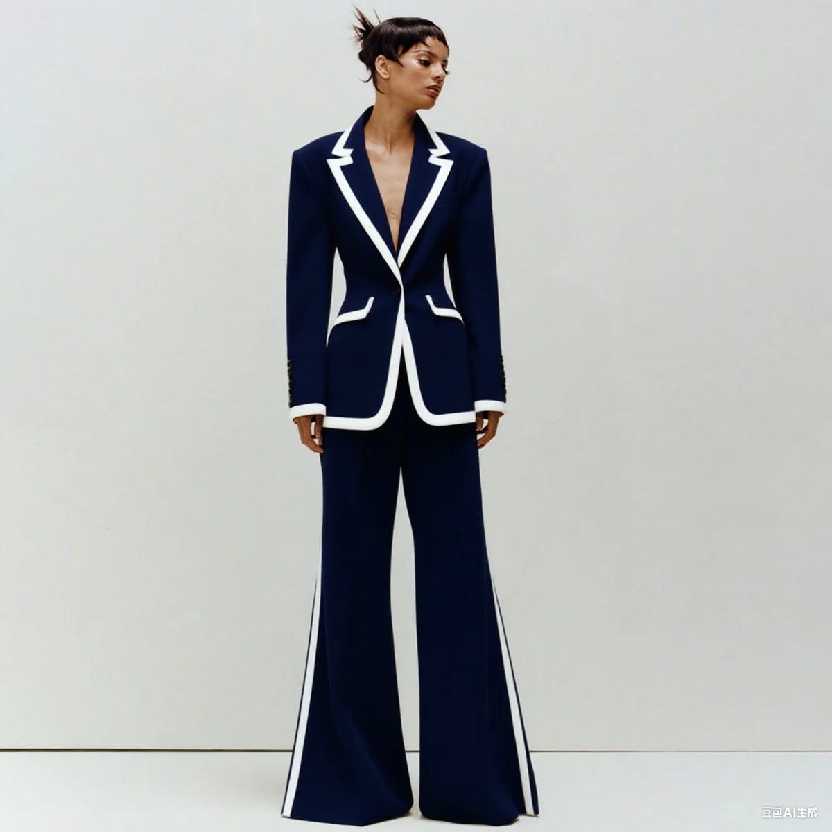 Tailored Notched Collar Two Piece Suit Set For Women