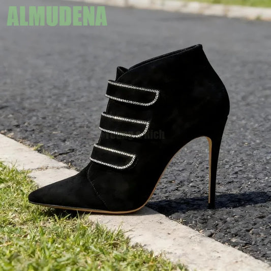 Pointed Toe Rhinestone Boots