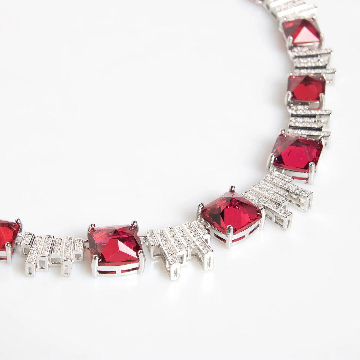 Square Zircon Necklace and Earrings Set