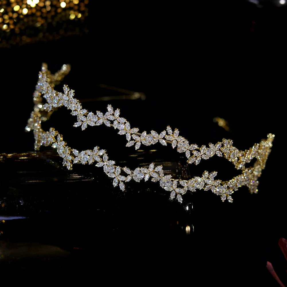 Dazzling Rose Gold Bridal Crown Headpiece For Women