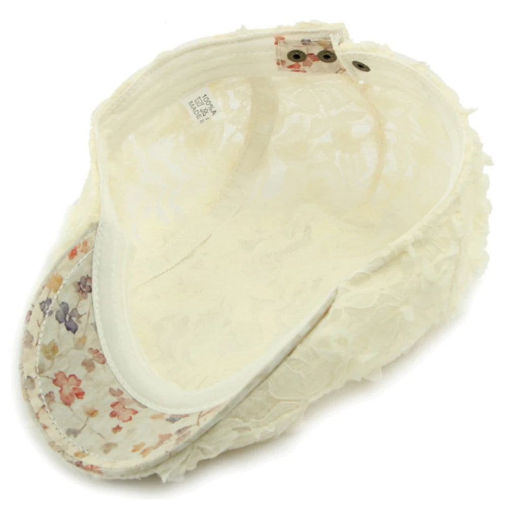 Spring Summer Floral Lace Mesh Beret Hat for Women