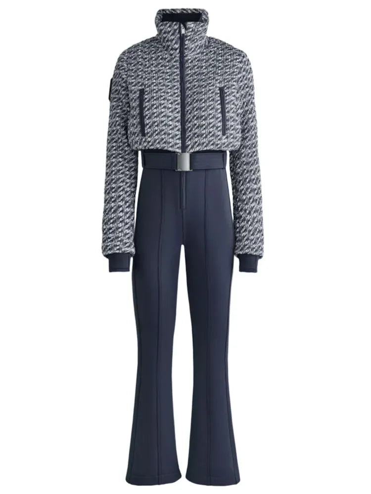 Fashion Print Thickened Cozy Winter Jumpsuit for Women