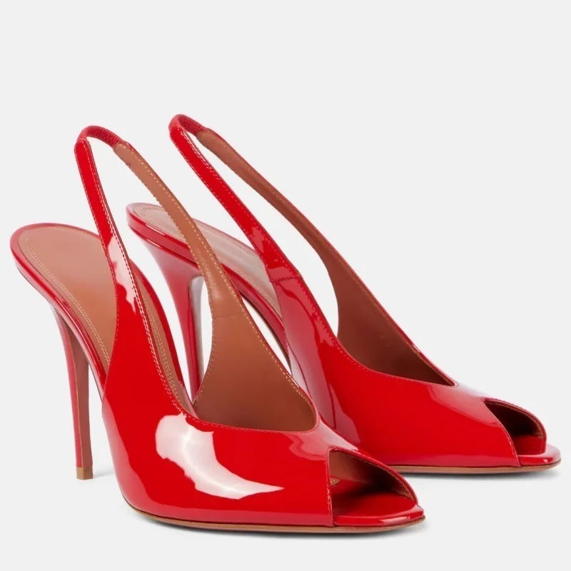 Rhinestone Butterfly Elastic Band Peep Toe High Heel Sandals for Women