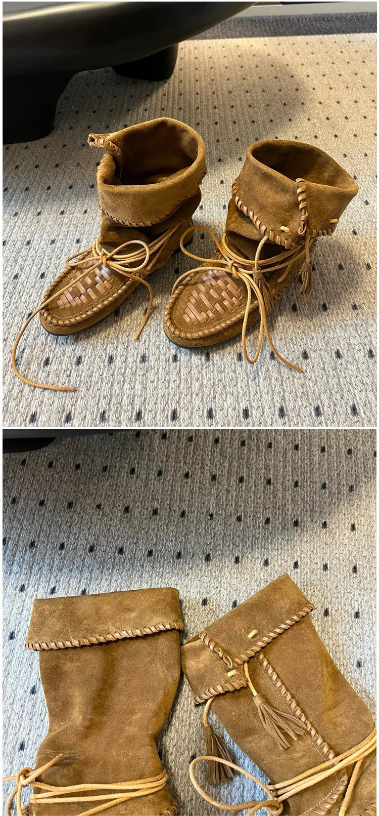 Soft Suede Round Toe Western Ankle Boots for Women