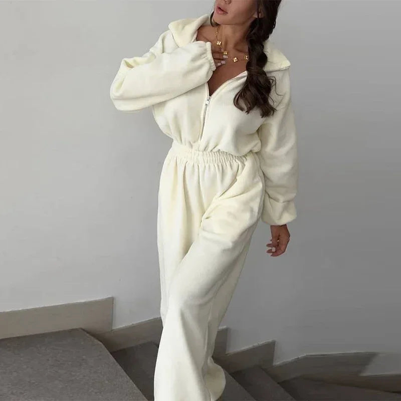 Casual Brown Stand Collar Long Sleeve Jumpsuit for Women