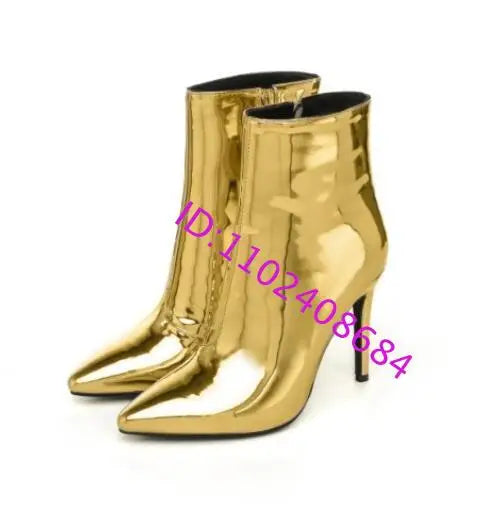 Metallic Glitter Pointed Toe Boots