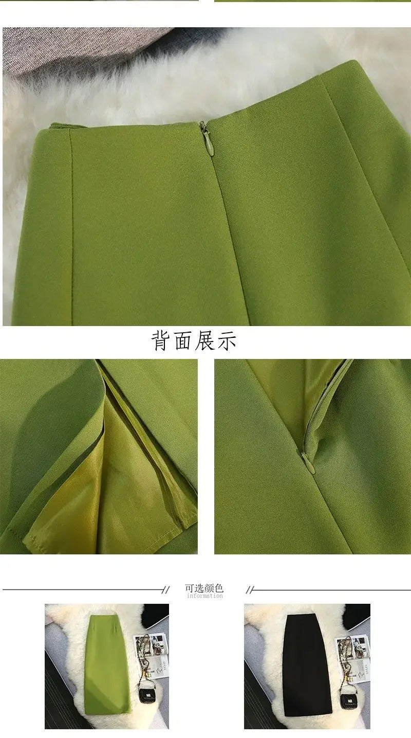 Tailored High Waist Solid Split Midi Skirt for Women