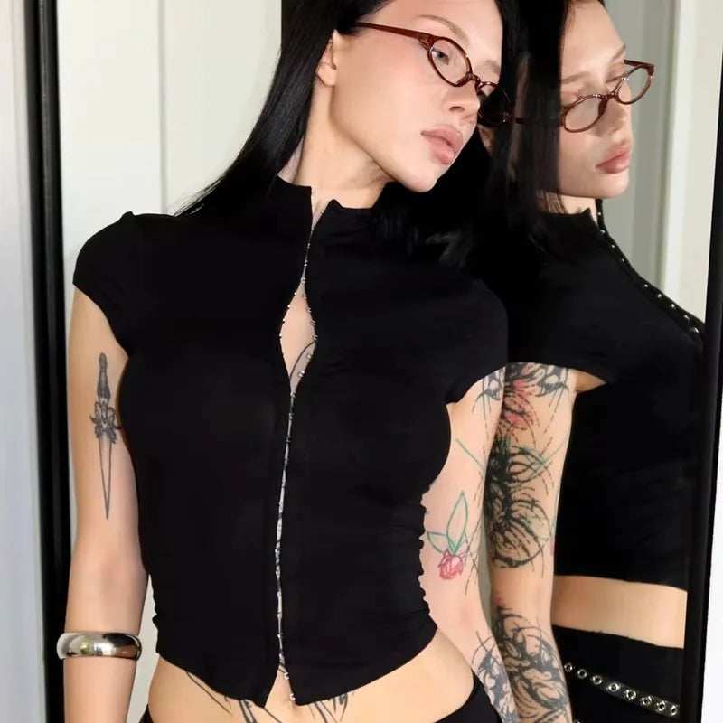 Vintage Streetwear Japanese Star Crop Top for Women