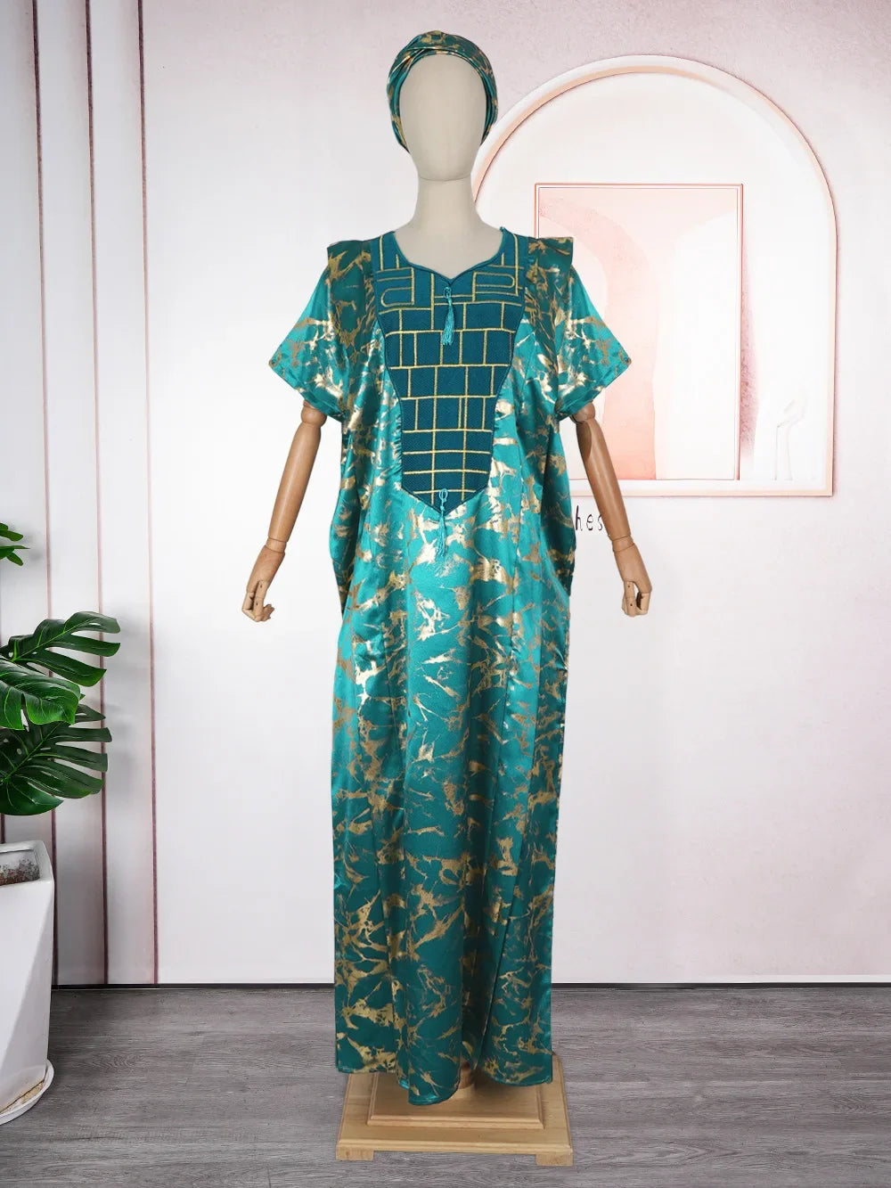Elegant Pleated African Dress