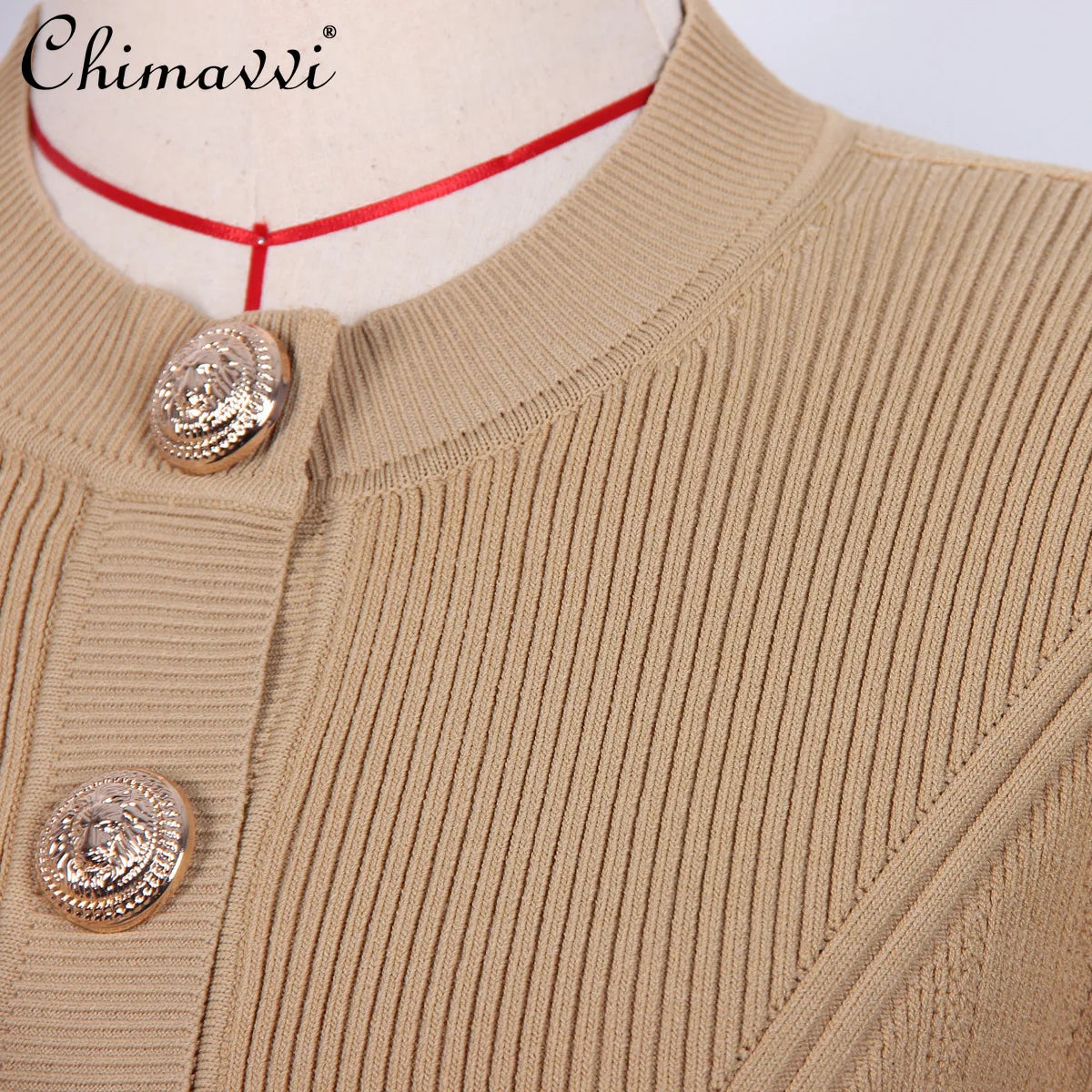 2025 Autumn New Fashion Crew Neck Long-sleeved Top Commuter Single-breasted Slim-fit Sweater Cardigan Jacket for Women
