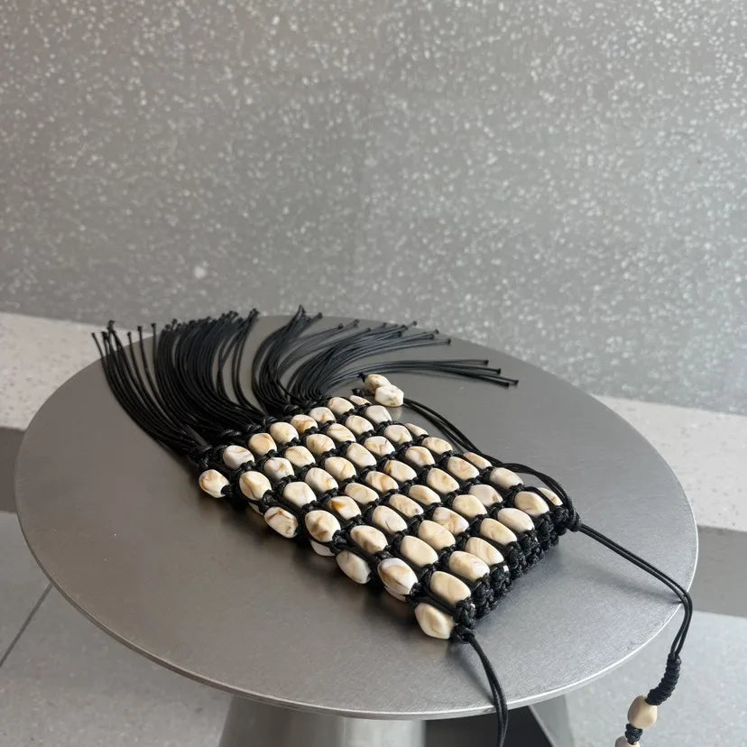 Handmade Beaded Rope Crochet Crossbody Bag for Women