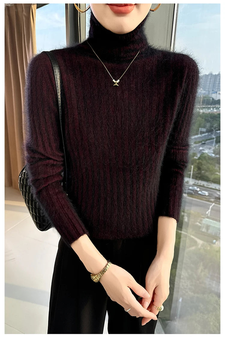 Warm Slim Fit Turtleneck Pullover Sweater for Women