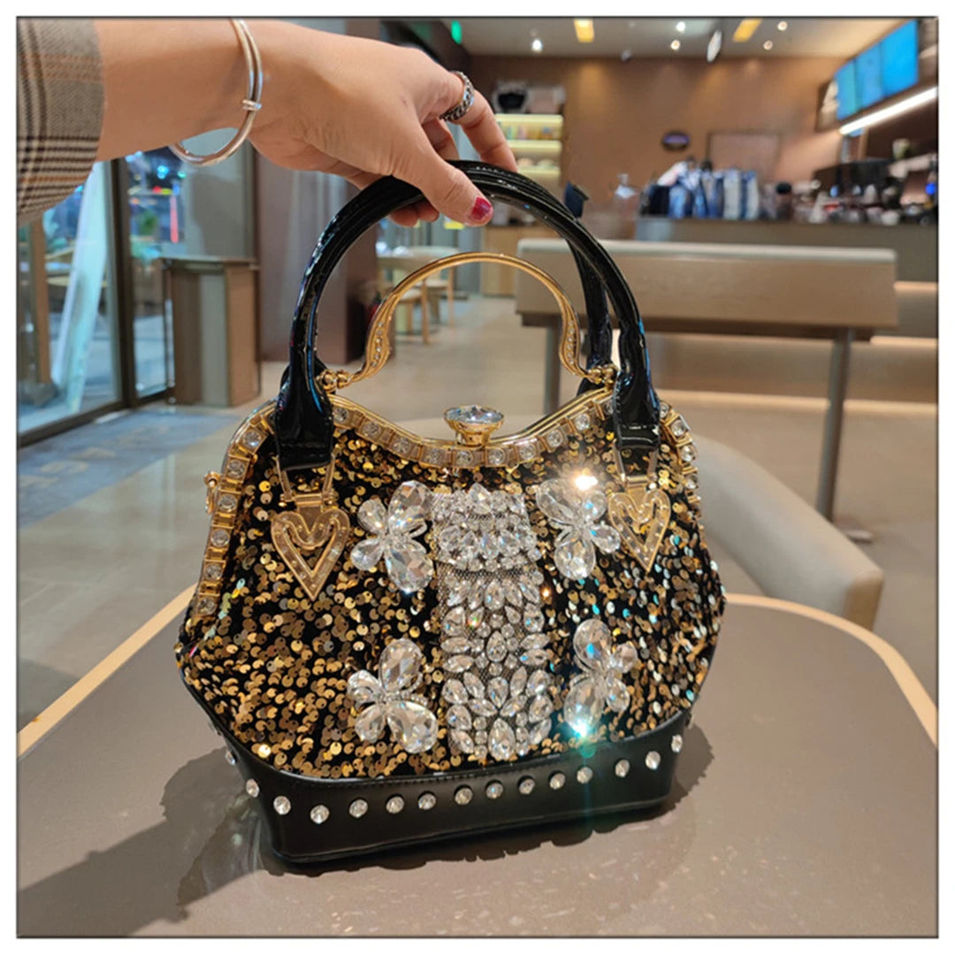 Crystal Sequin One Shoulder Crossbody Handbag for Women
