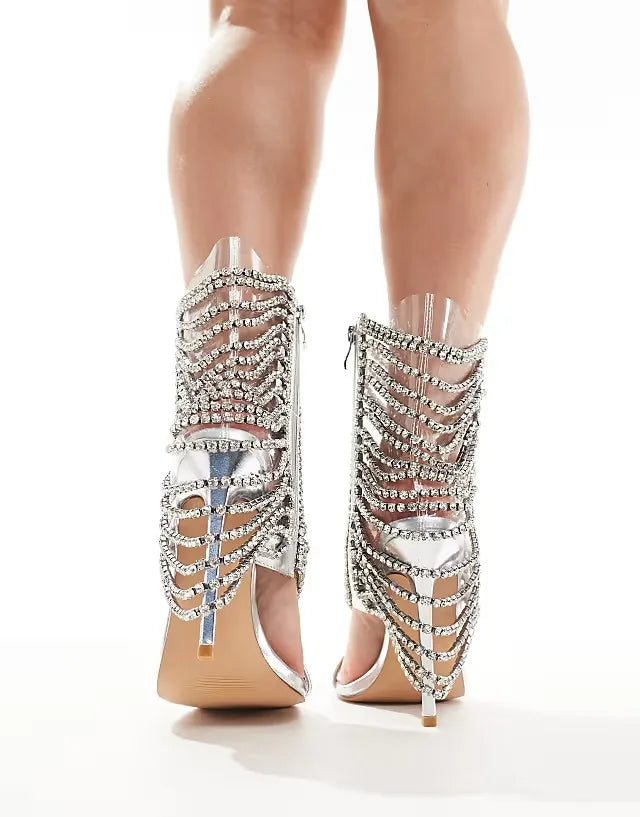 Crystal Tassel Bling Stiletto High Heel Sandals for Women