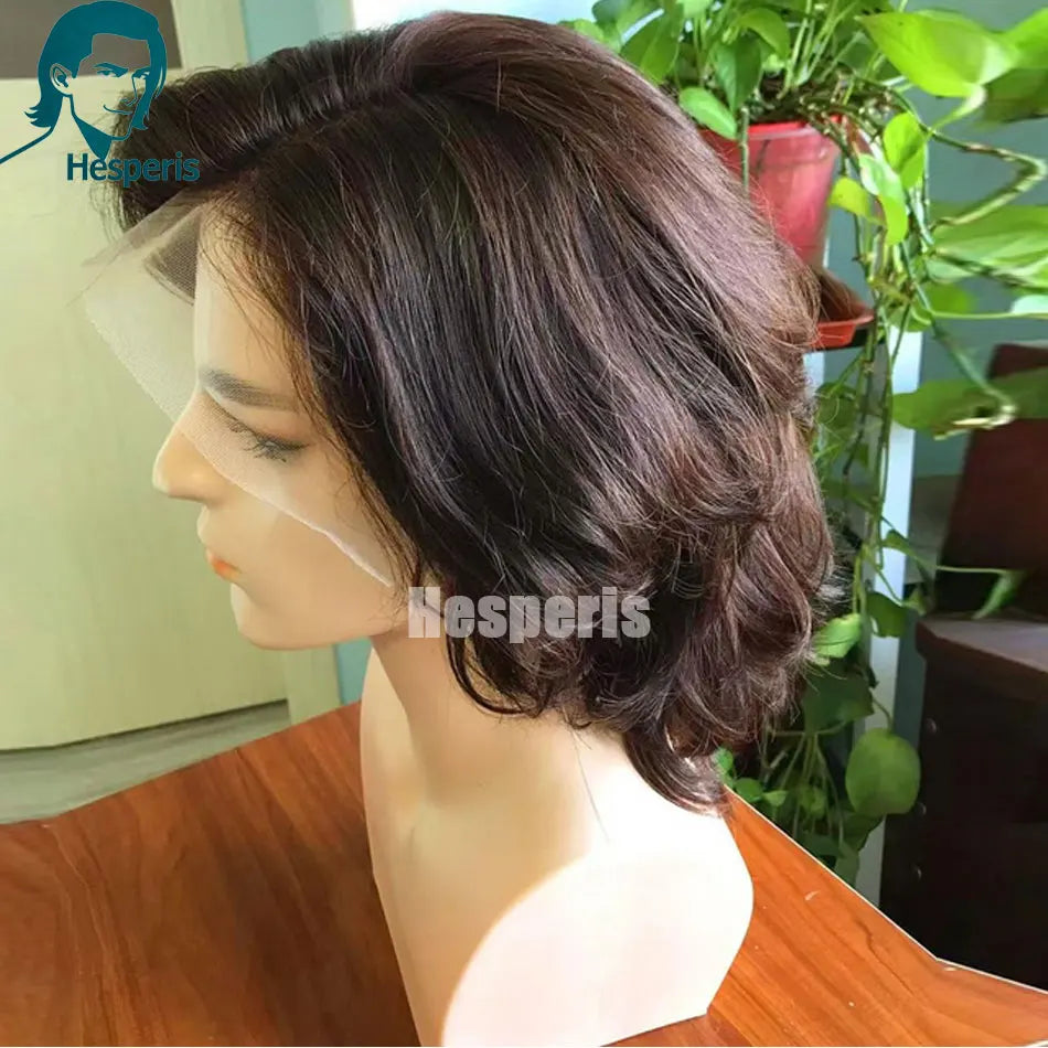 Pre Plucked Short Wave Lace Front Human Hair Wig For Women