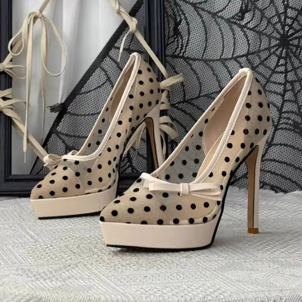 Polka Dot Bow Accent Pumps