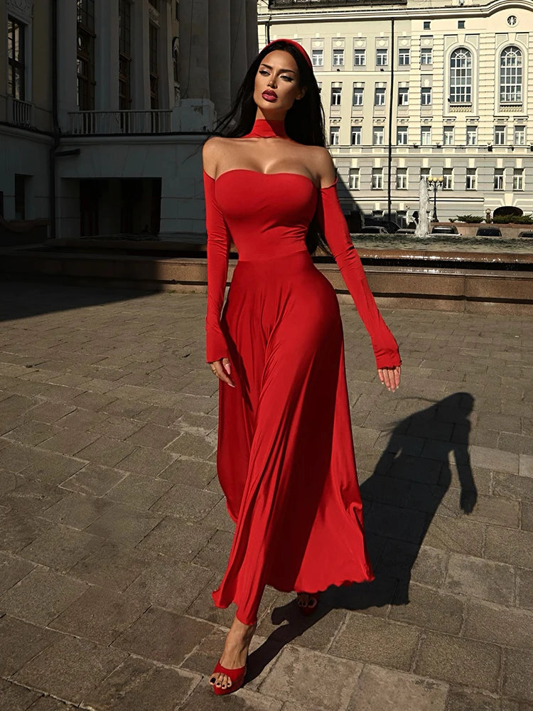 Hollow Out Slim Ankle Length Dress for Women
