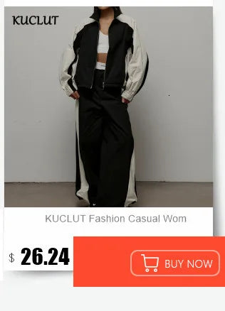 KUCLUT Fashion Sports Suit Long Sleeve Zipper Cardigan Hooded Sweatshirt Drawstring Elastic Trousers Two-piece Set Female 1A717