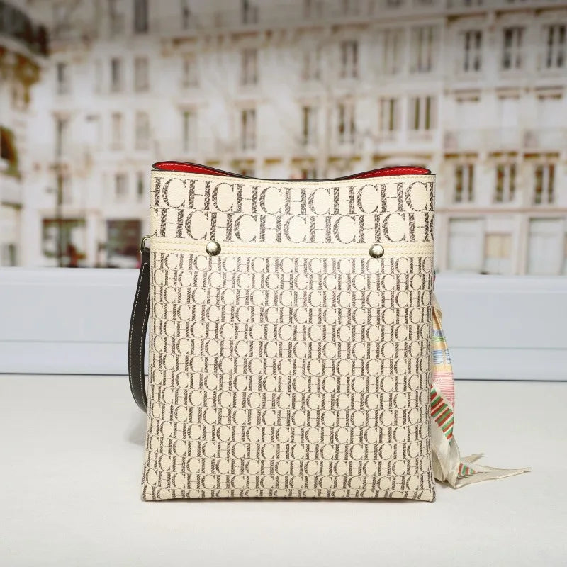 Letter Print Crossbody Bucket Bag