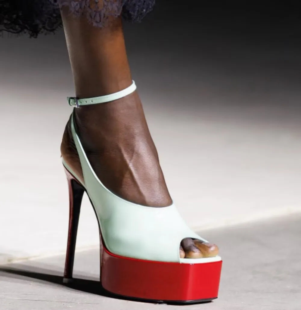 Leather Square Toe Platform Sandals