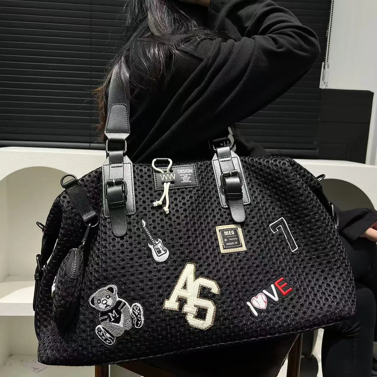Large Capacity Durable Mesh Nylon Tote Bag for Women