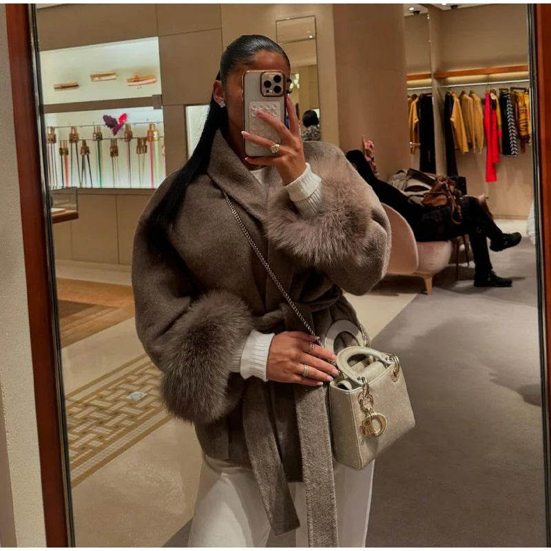 Elegant Longline Turn Down Collar Winter Coat for Women