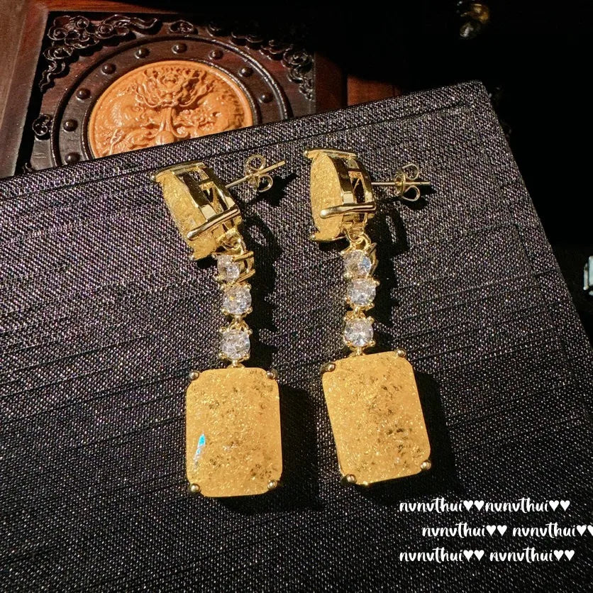Shiny Geometric Zirconia Long Dangle Earrings for Women