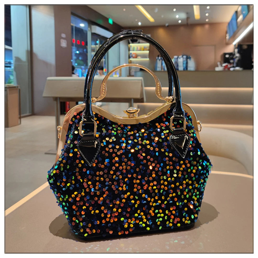 Crystal Sequin One Shoulder Crossbody Handbag for Women