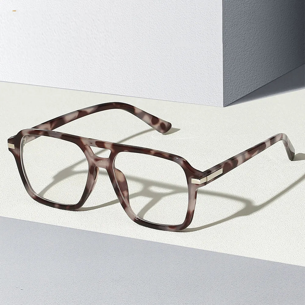 Retro Double Bridge Square Frame Reading Glasses for Women