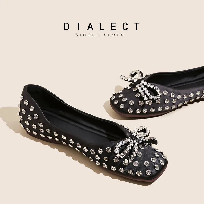 Elegant Rhinestone Bowknot Mary Jane Shoes For Women
