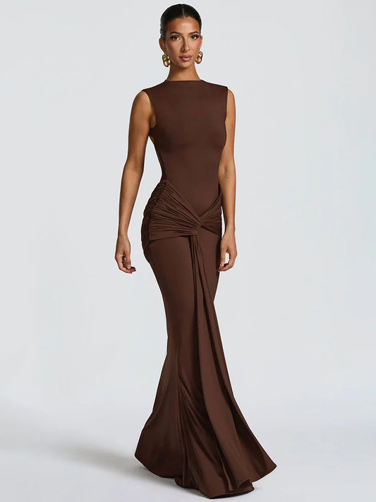 Backless Ruched Maxi Dress